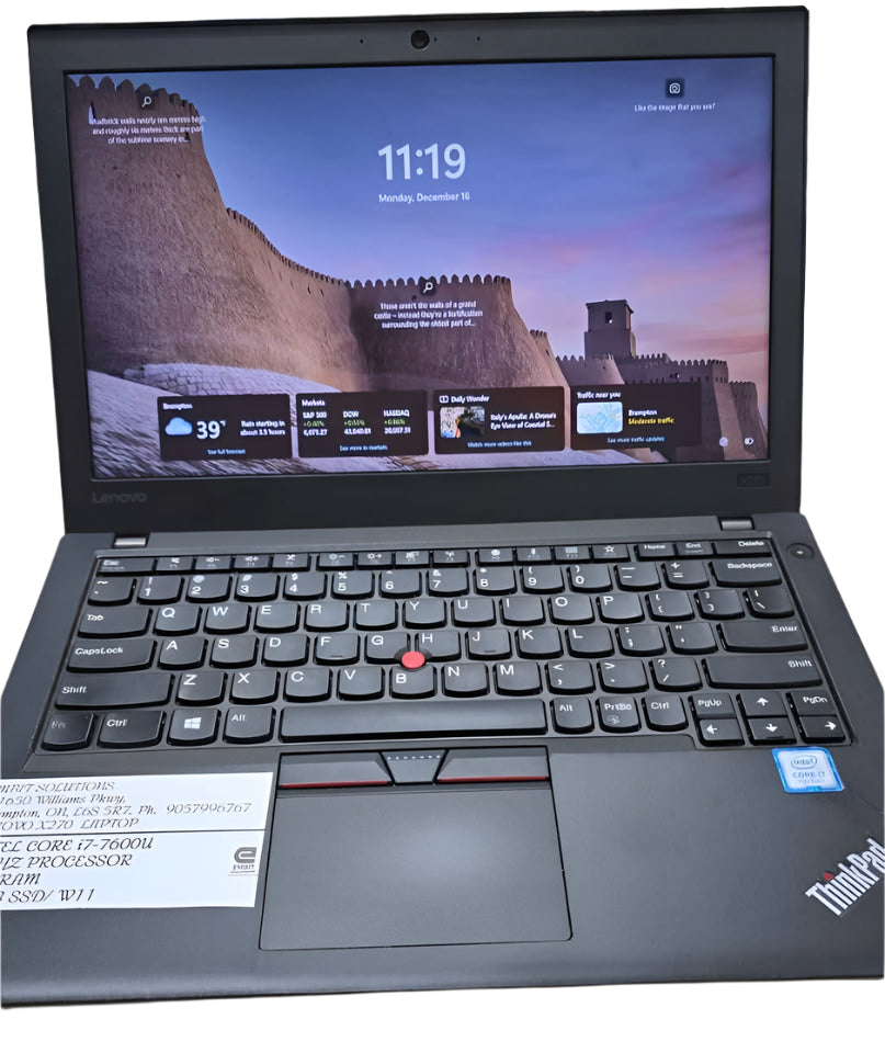 Laptop Lenovo x270 intel core i7 with 8GB RAM and 256GB SSD Hard drive--REFURBRISHED